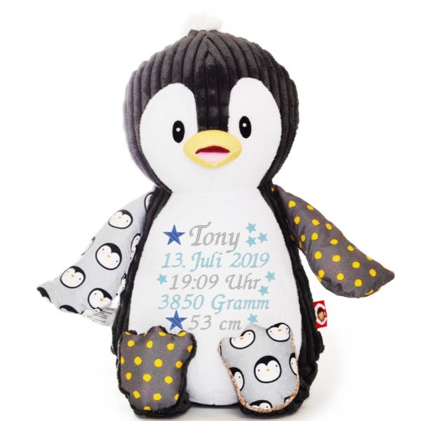 Pinguin bestickt mit Sterne und Name